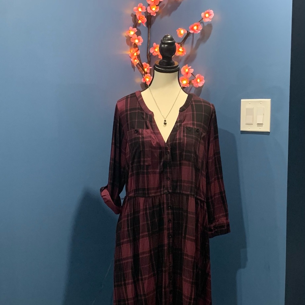 Torrid Purple and Black Soft Plaid Midi Dress